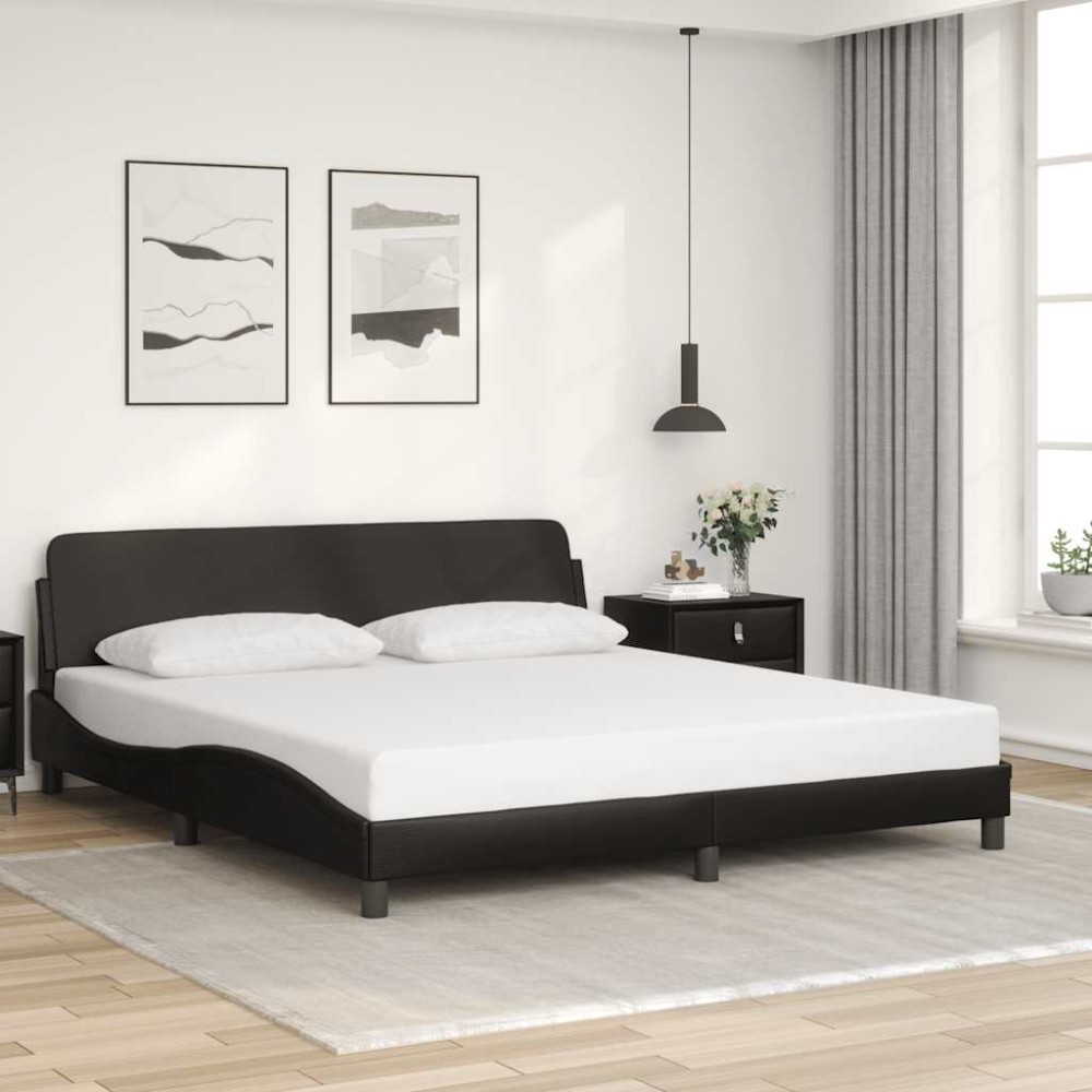 vidaXL Πλαίσιο Κρεβατιού Dover Μαύρο 180x200 εκ. από Συνθετικό Δέρμα