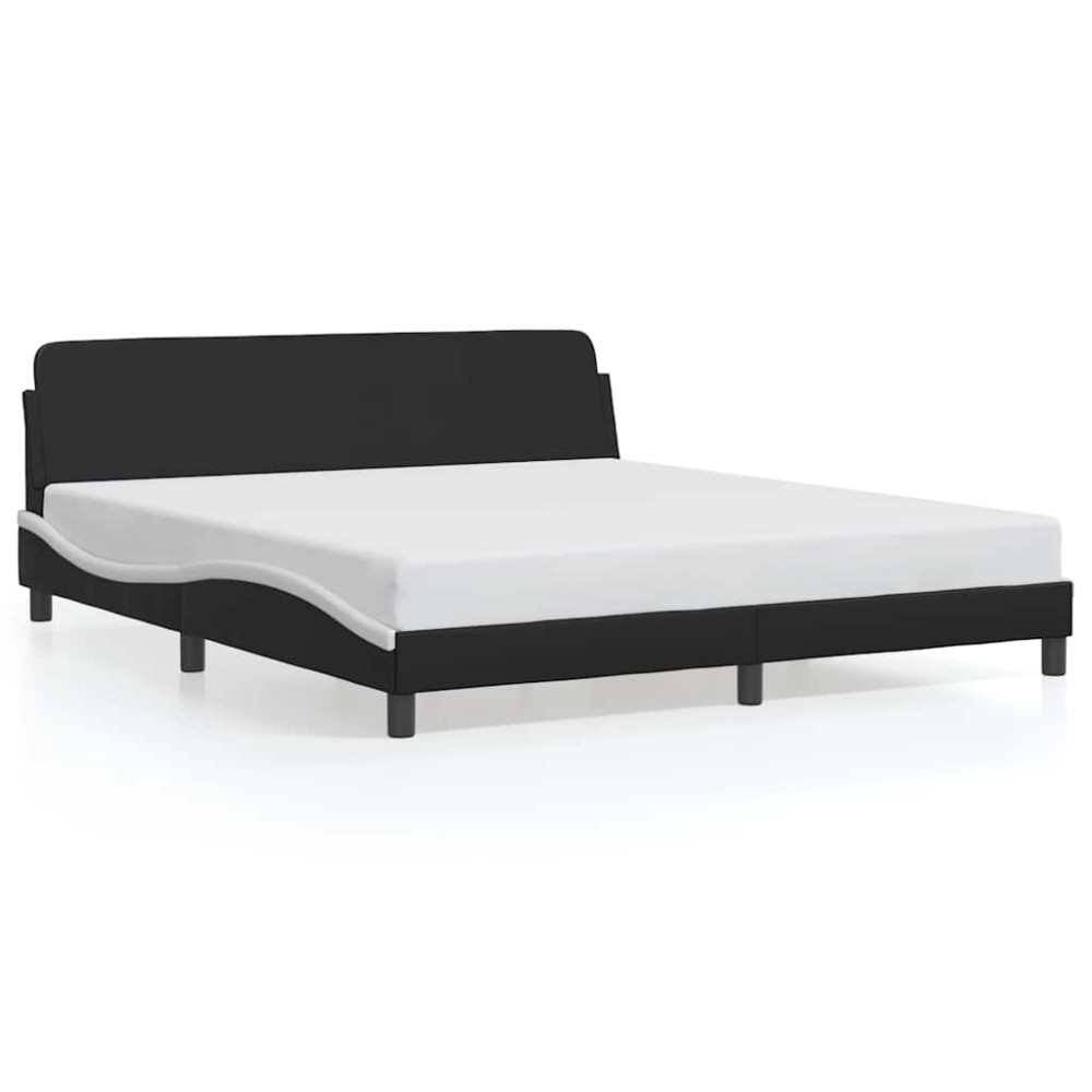 vidaXL Πλαίσιο Κρεβατιού Dover Ασπρόμαυρο 180x200 εκ. από Συνθετικό Δέρμα