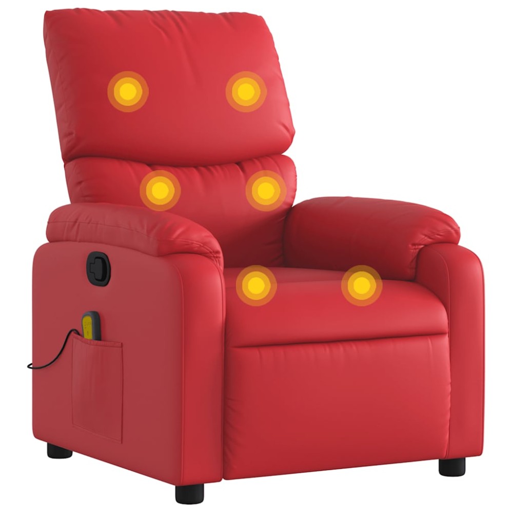 vidaXL Πολυθρόνα Μασάζ Ανακλινόμενη Κόκκινη από Συνθετικό Δέρμα