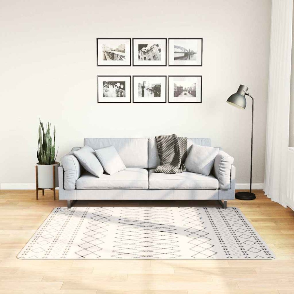 vidaXL Χαλί Πλενόμενο Μαύρο και Λευκό 120 x 170 εκ.