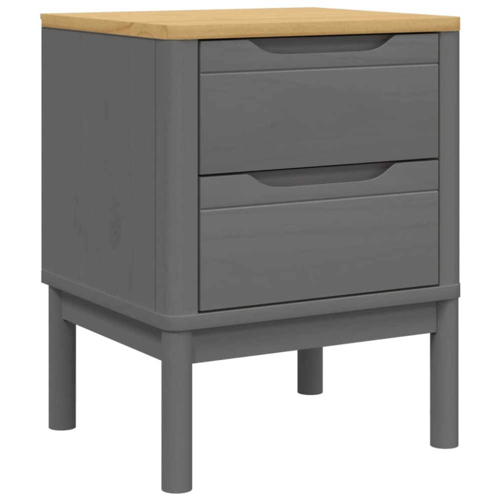 vidaXL Κομοδίνο FLORO Γκρι 45 x 39 x 57 εκ. από Μασίφ Ξύλο Πεύκου
