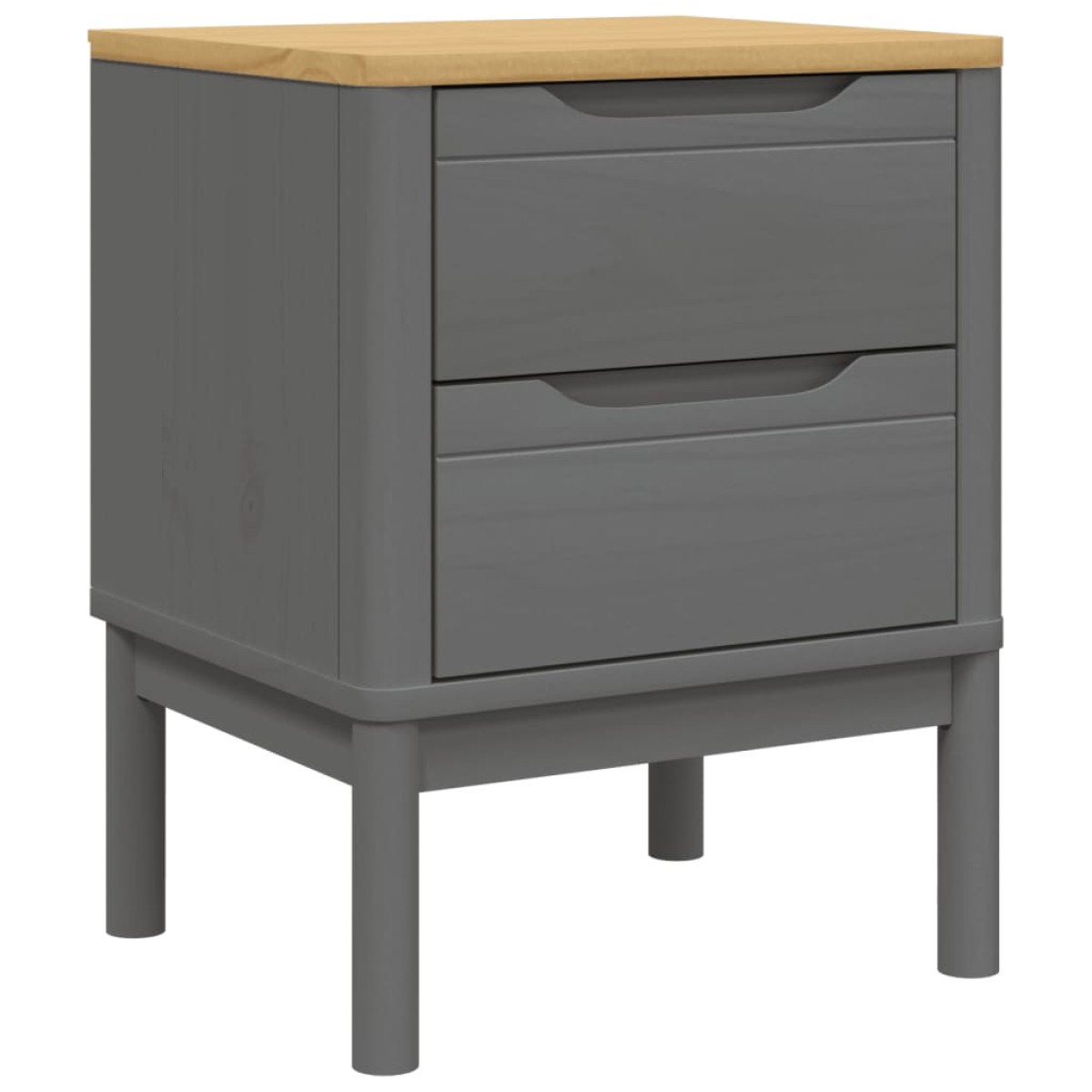vidaXL Κομοδίνο FLORO Γκρι 45 x 39 x 57 εκ. από Μασίφ Ξύλο Πεύκου