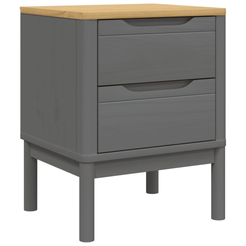 vidaXL Κομοδίνο FLORO Γκρι 45 x 39 x 57 εκ. από Μασίφ Ξύλο Πεύκου