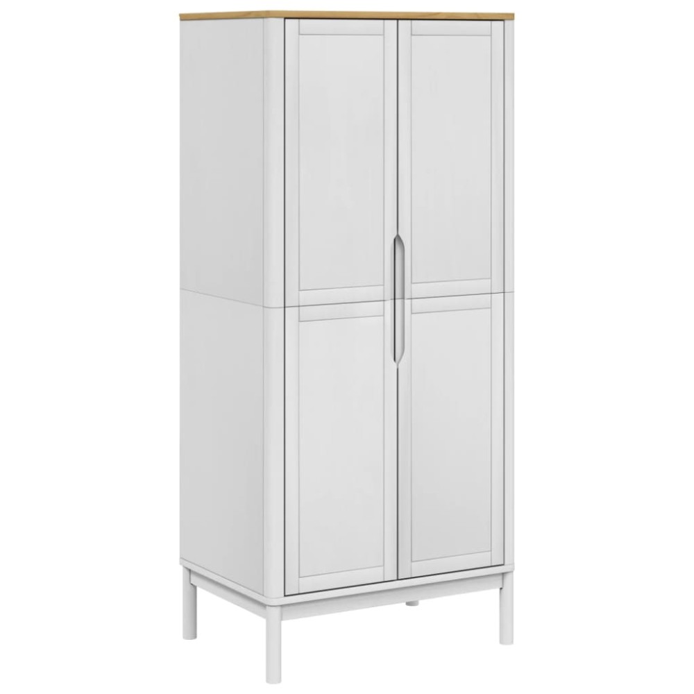 vidaXL Ντουλάπα FLORO Λευκή 77 x 53 x 171 εκ. από Μασίφ Ξύλο Πεύκου