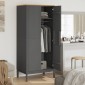 vidaXL Ντουλάπα FLORO Γκρι 77 x 53 x 171 εκ. από Μασίφ Ξύλο Πεύκου