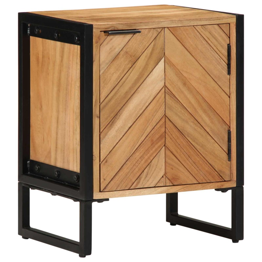 vidaXL Κομοδίνο Καφέ 40 x 30 x 50 cm Μασίφ ξύλο ακακίας και μέταλλο
