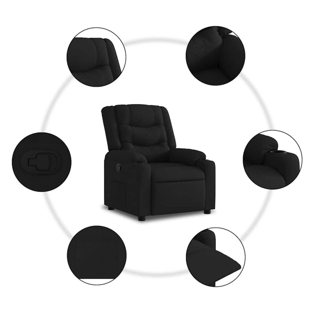 vidaXL Πολυθρόνα Ανακλινόμενη Μαύρη Υφασμάτινη