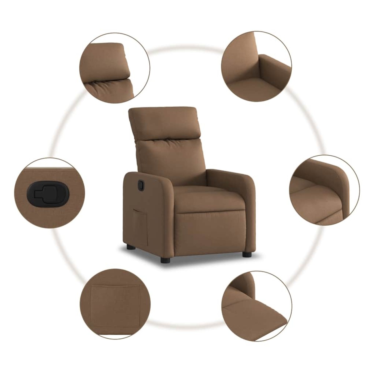 vidaXL Πολυθρόνα Ανακλινόμενη Καφέ Υφασμάτινη