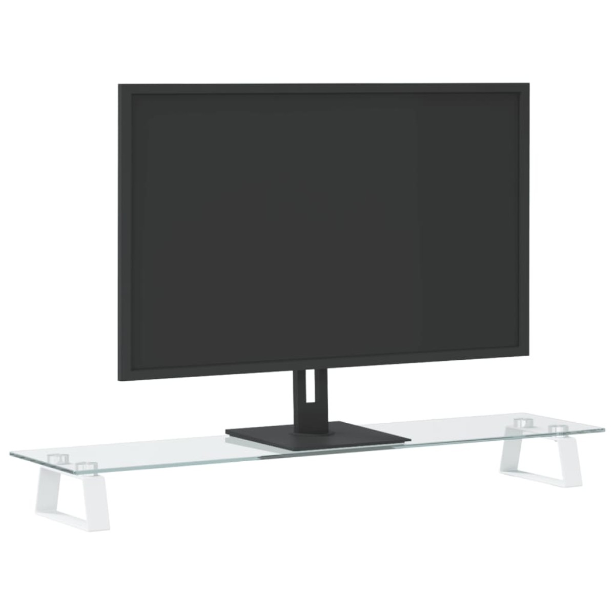 vidaXL Βάση Οθόνης Λευκή 80 x 20 x 8 εκ. από Ψημένο Γυαλί και Μέταλλο