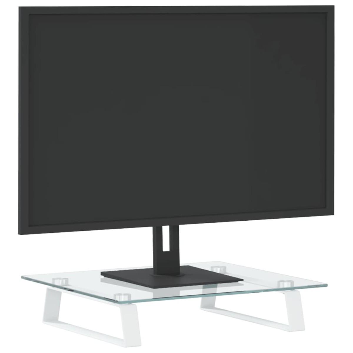 vidaXL Βάση Οθόνης Λευκή 40 x 35 x 8 εκ. από Ψημένο Γυαλί και Μέταλλο