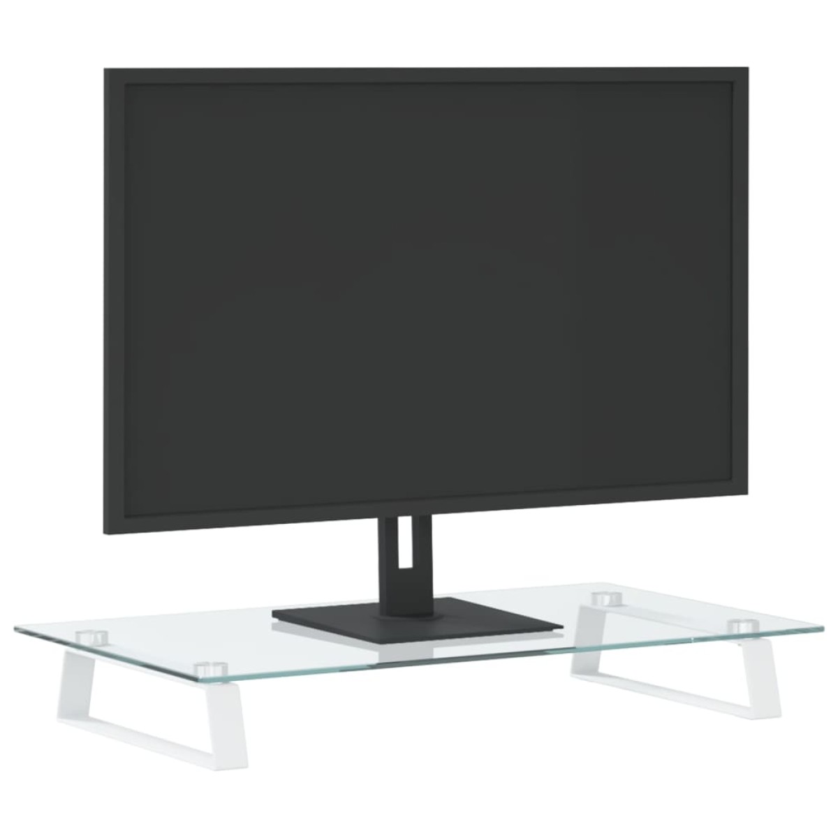 vidaXL Βάση Οθόνης Λευκή 60 x 35 x 8 εκ. από Ψημένο Γυαλί και Μέταλλο