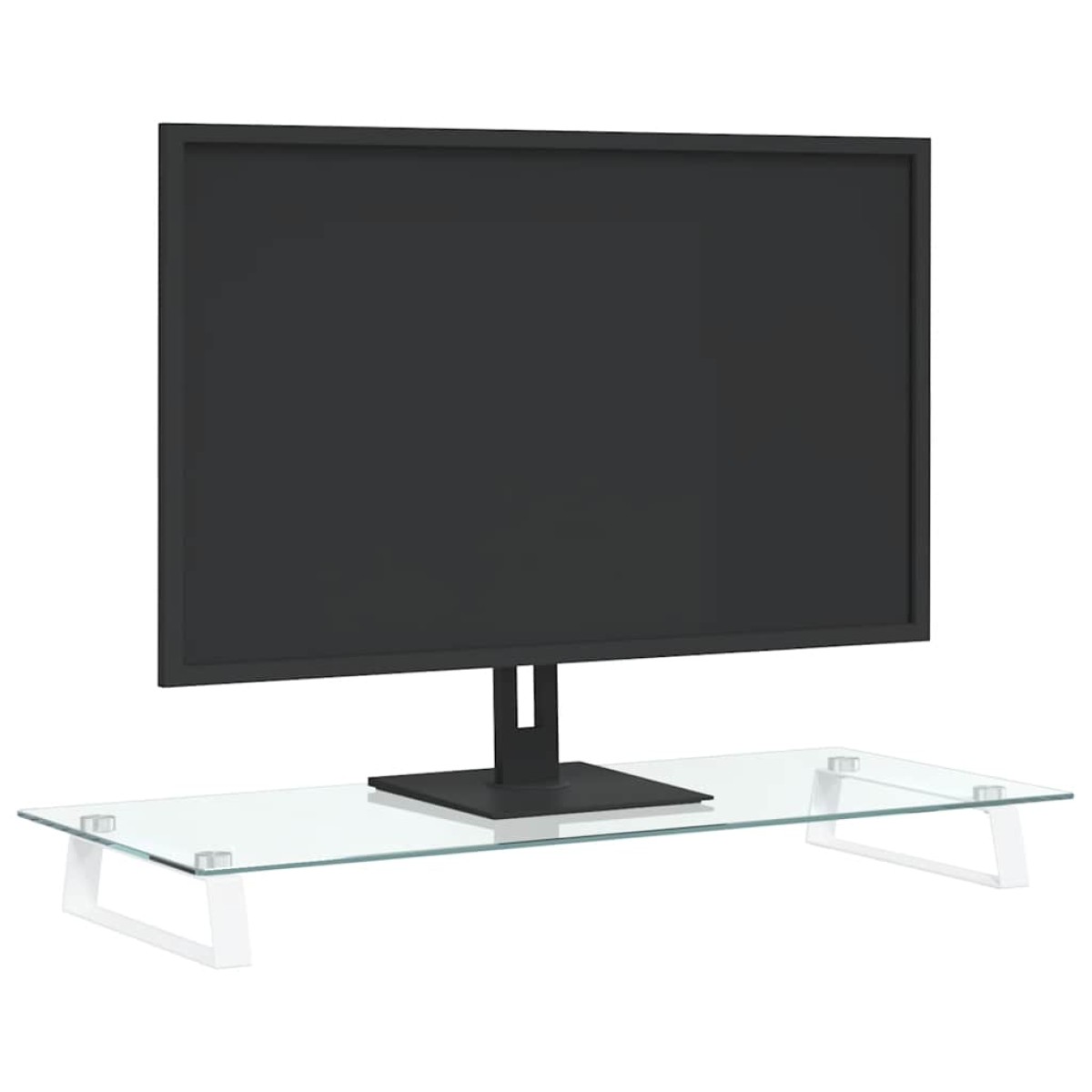 vidaXL Βάση Οθόνης Λευκή 80 x 35 x 8 εκ. από Ψημένο Γυαλί και Μέταλλο