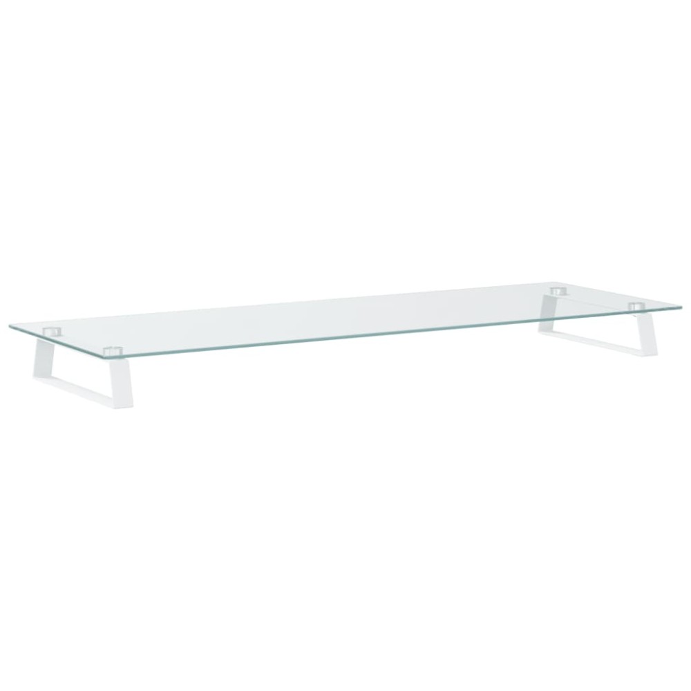vidaXL Βάση Οθόνης Λευκή 100 x 35 x 8 εκ. από Ψημένο Γυαλί και Μέταλλο