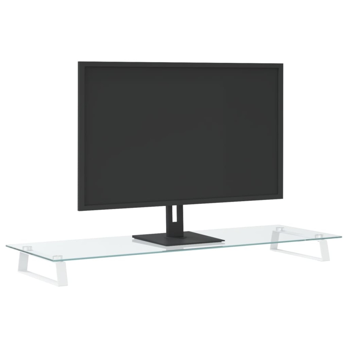 vidaXL Βάση Οθόνης Λευκή 100 x 35 x 8 εκ. από Ψημένο Γυαλί και Μέταλλο