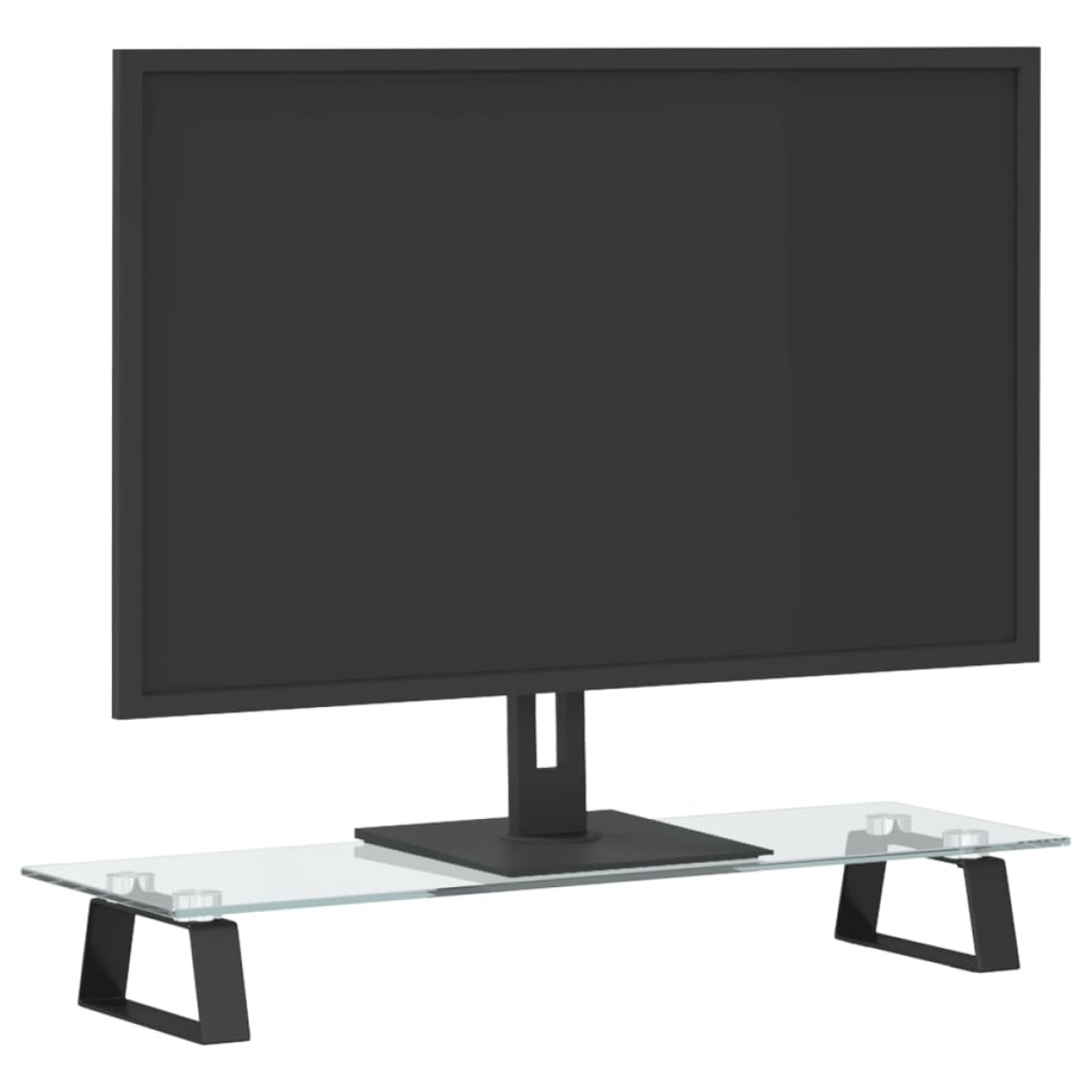 vidaXL Βάση Οθόνης Μαύρη 60x20x8 εκ. από Ψημένο Γυαλί και Μέταλλο