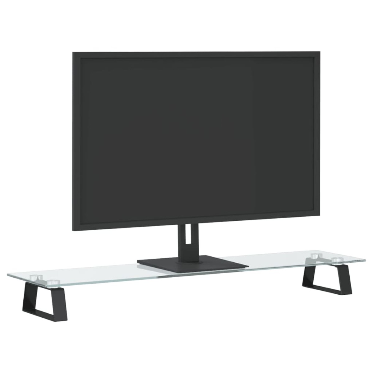 vidaXL Βάση Οθόνης Μαύρη 80x20x8 εκ. από Ψημένο Γυαλί και Μέταλλο
