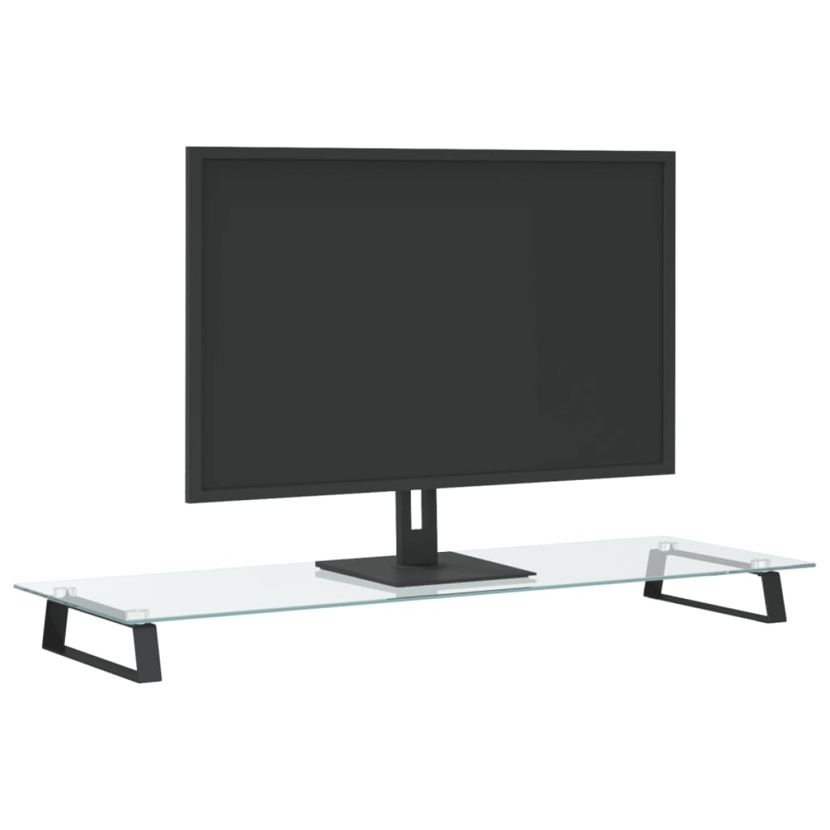 vidaXL Βάση Οθόνης Μαύρη 100x35x8 εκ. από Ψημένο Γυαλί και Μέταλλο