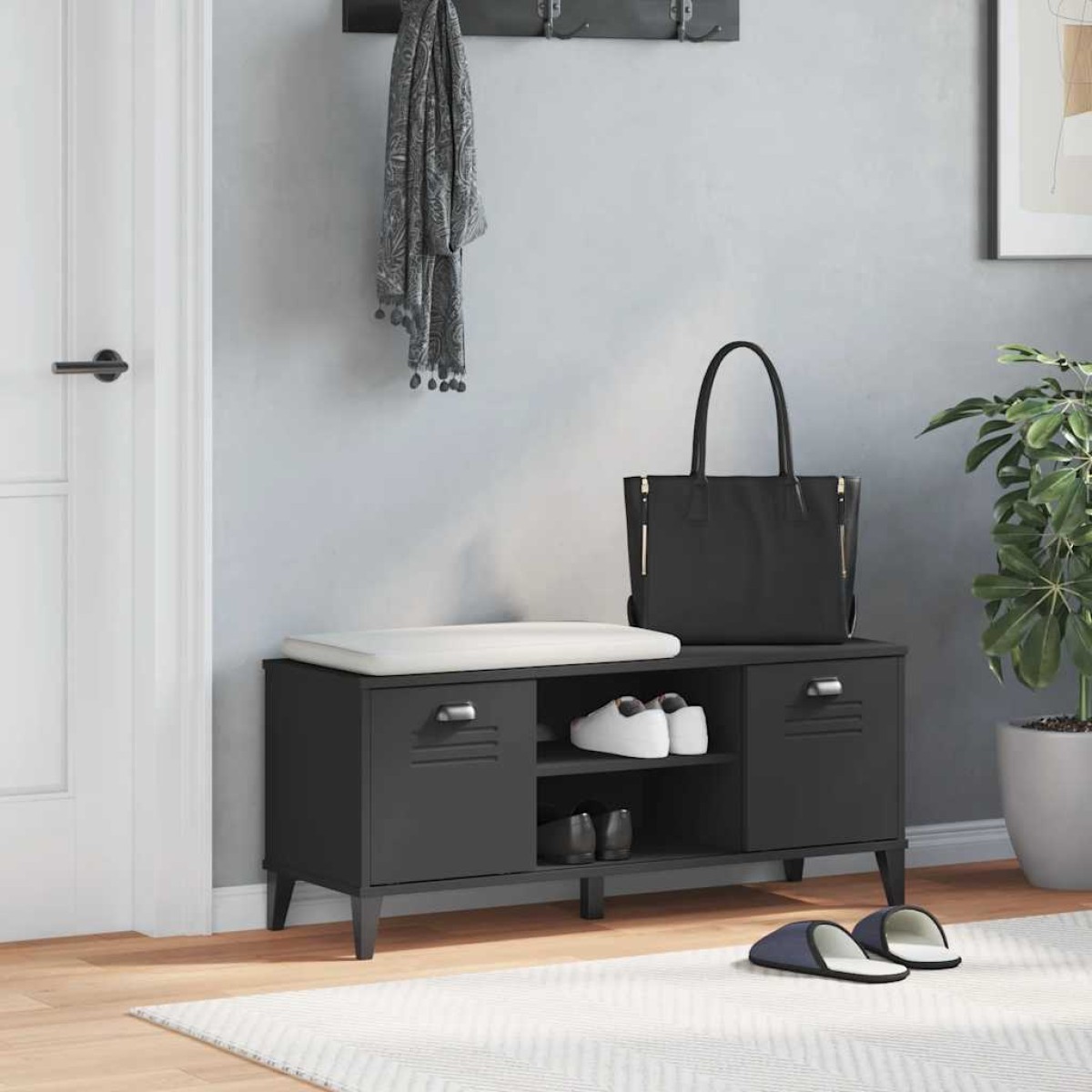vidaXL Παπουτσοθήκη VIKEN Μαύρη 106x35x45 εκ. από Επεξεργασμένο Ξύλο