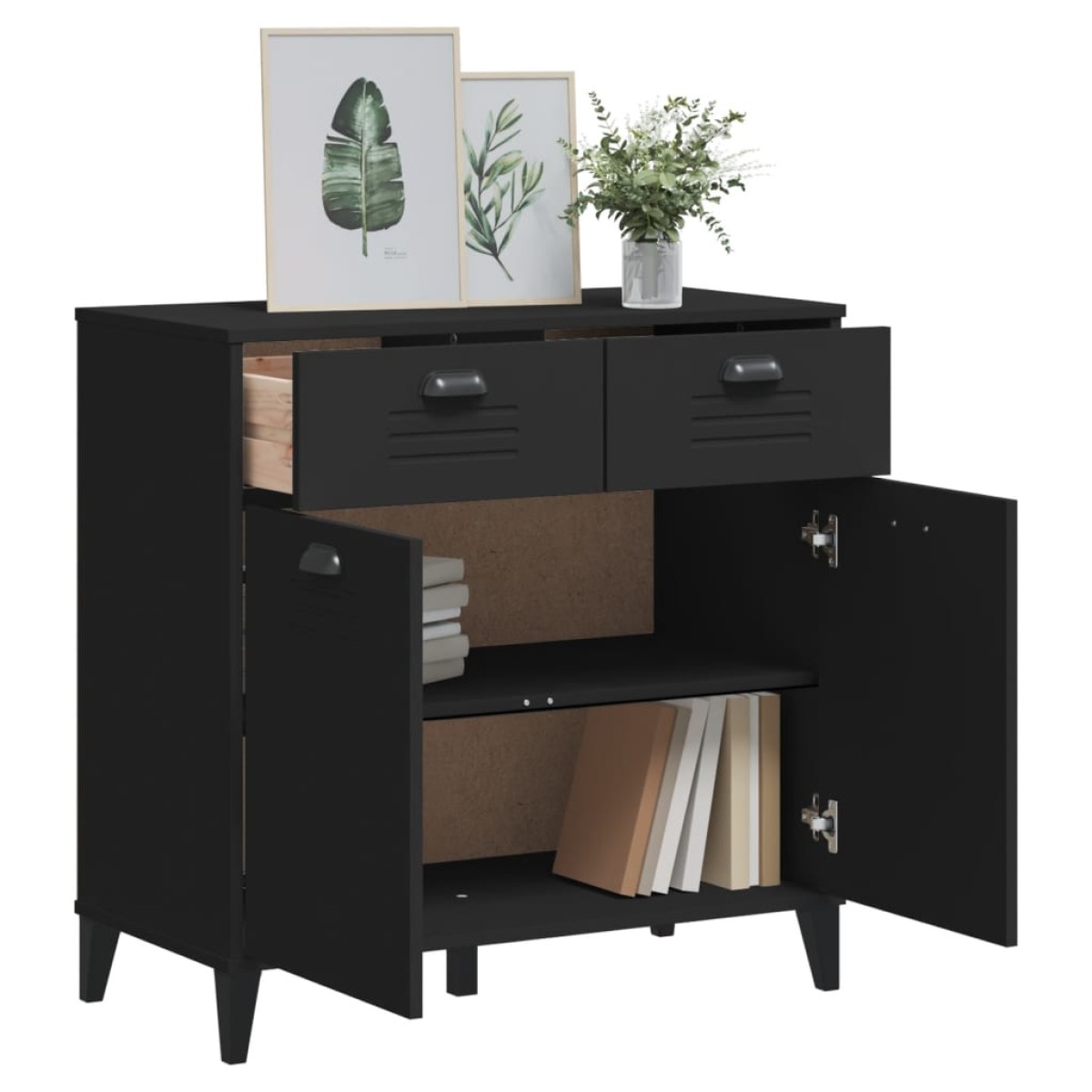 vidaXL Μπουφές VIKEN Μαύρος 80 x 40 x 80 εκ. από Επεξεργασμένο Ξύλο