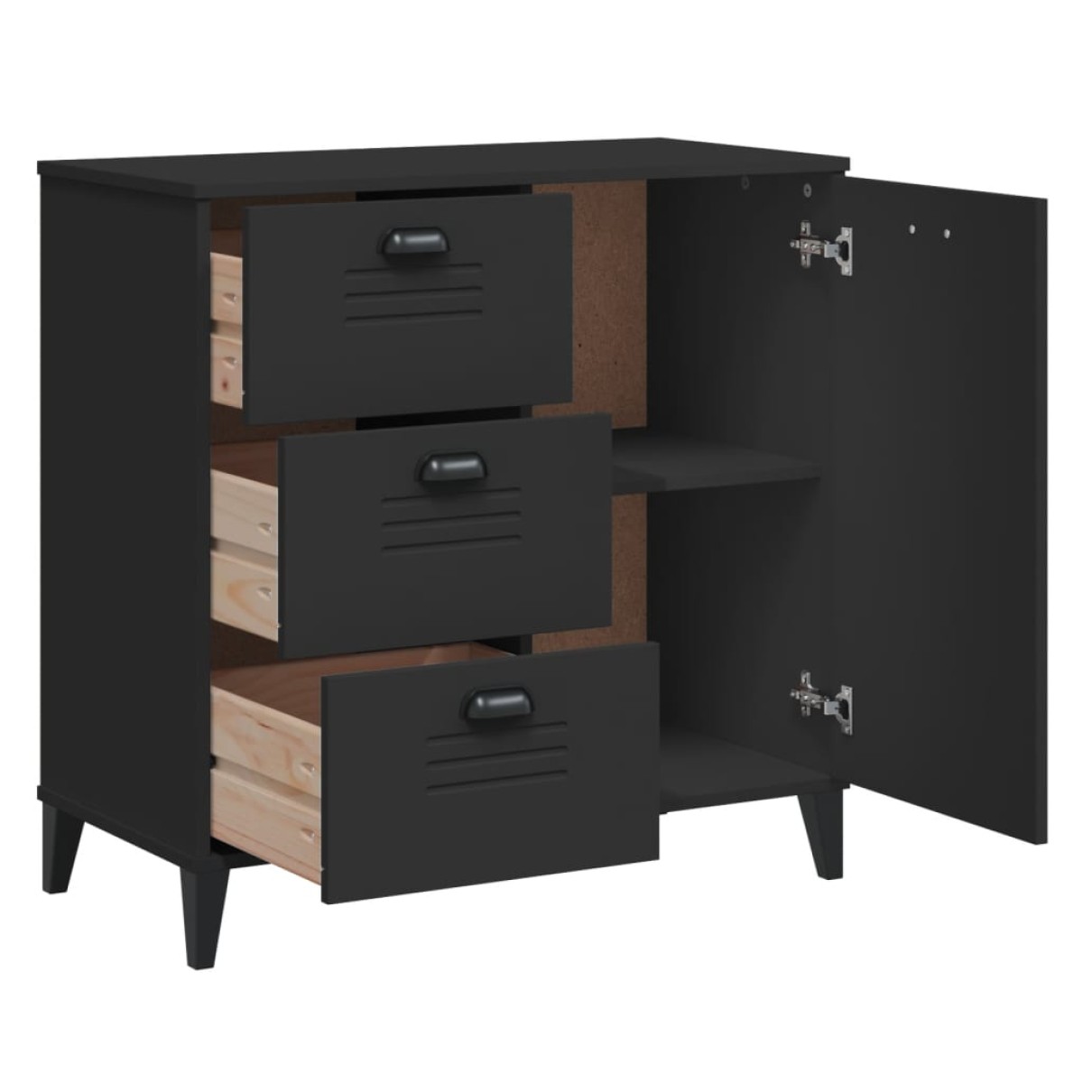 vidaXL Μπουφές VIKEN Μαύρος 80 x 40 x 80 εκ. από Επεξεργασμένο Ξύλο