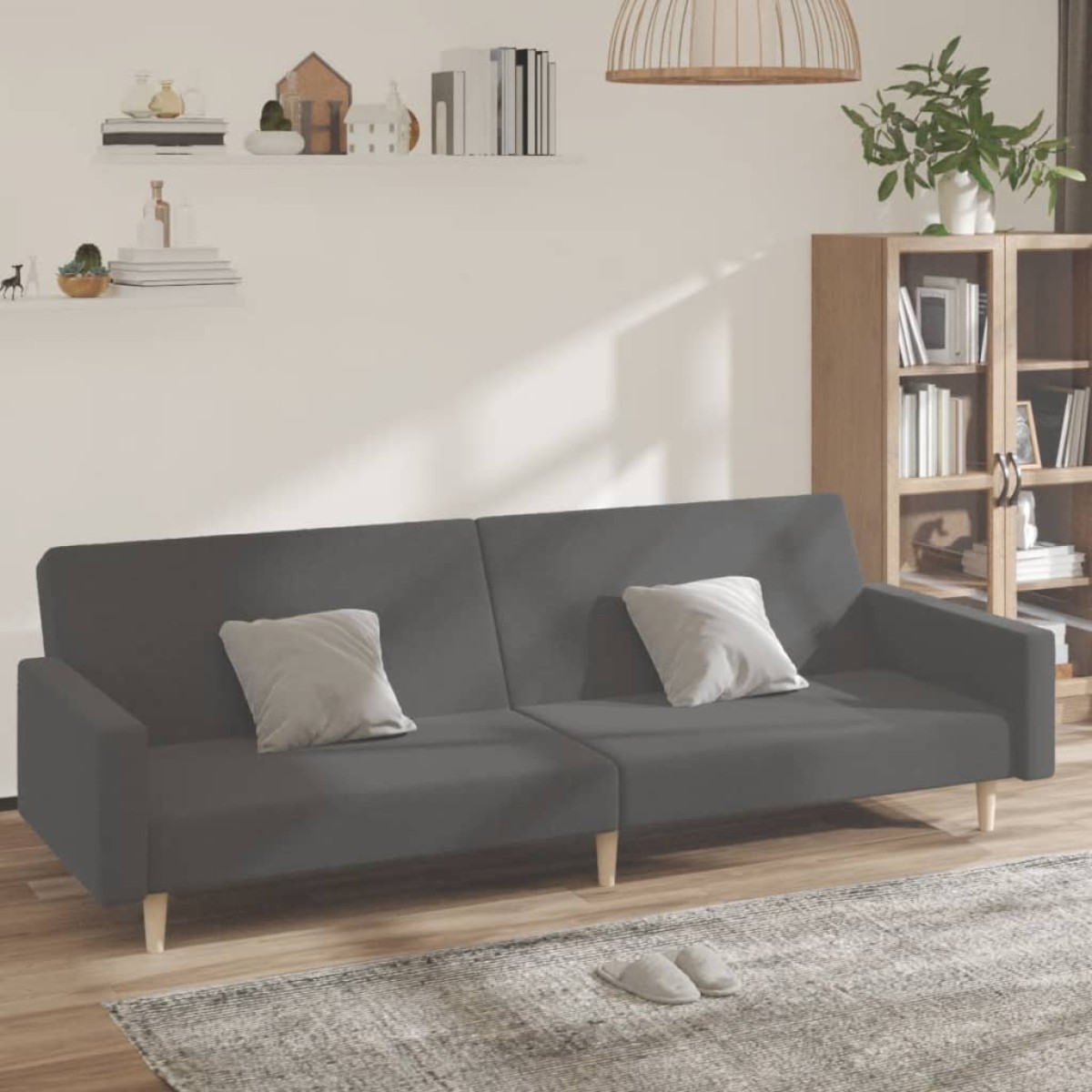 vidaXL Καναπές Κρεβάτι Διθέσιος Ανοιχτό Γκρι Υφασμάτινος
