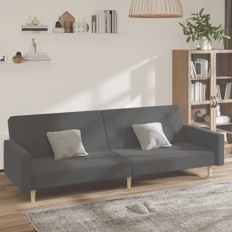 vidaXL Καναπές Κρεβάτι Διθέσιος Ανοιχτό Γκρι Υφασμάτινος