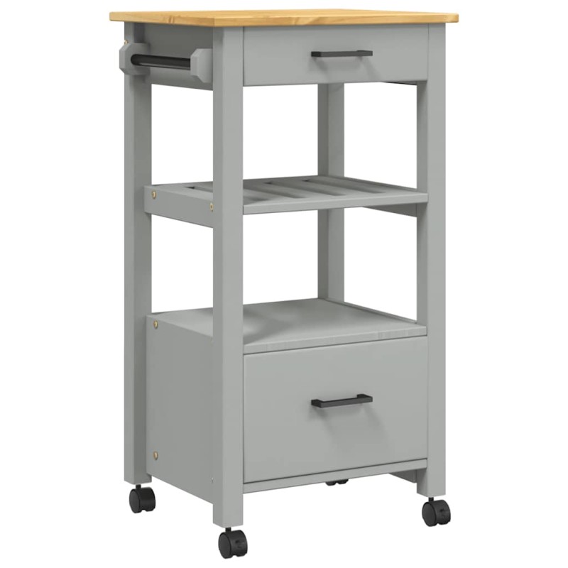 vidaXL Τρόλεϊ Κουζίνας MONZA 48x40x88,5 εκ. από Μασίφ Ξύλο Πεύκου