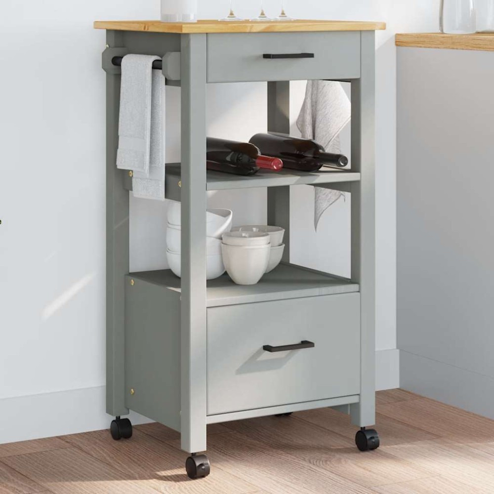 vidaXL Τρόλεϊ Κουζίνας MONZA 48x40x88,5 εκ. από Μασίφ Ξύλο Πεύκου