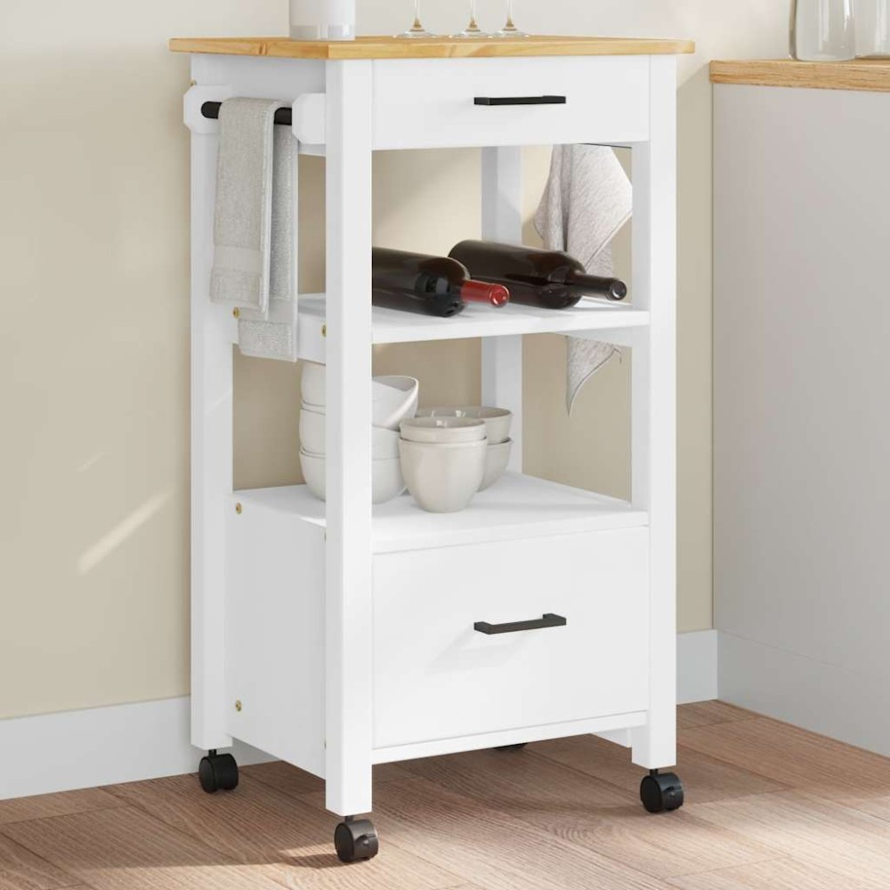 vidaXL Τρόλεϊ Κουζίνας MONZA 48x40x88,5 εκ. από Μασίφ Ξύλο Πεύκου