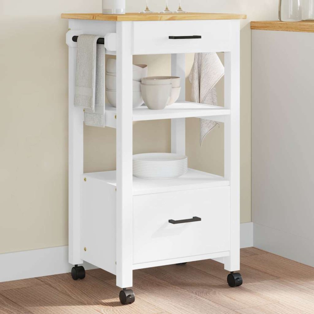 vidaXL Τρόλεϊ Κουζίνας MONZA 48x40x88,5 εκ. από Μασίφ Ξύλο Πεύκου