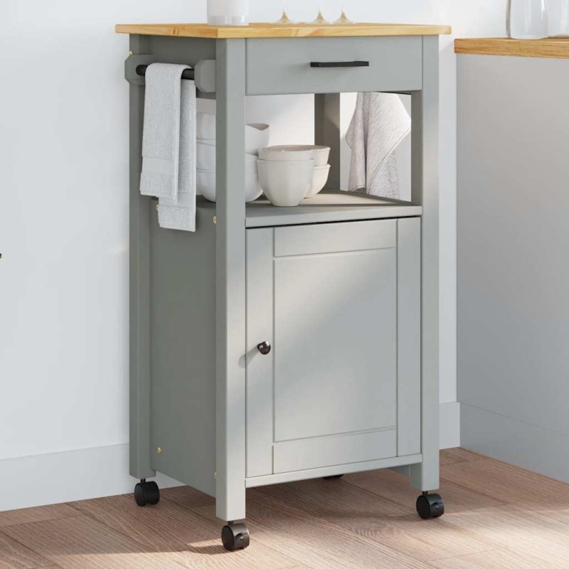 vidaXL Τρόλεϊ Κουζίνας MONZA 48x40x88,5 εκ. από Μασίφ Ξύλο Πεύκου