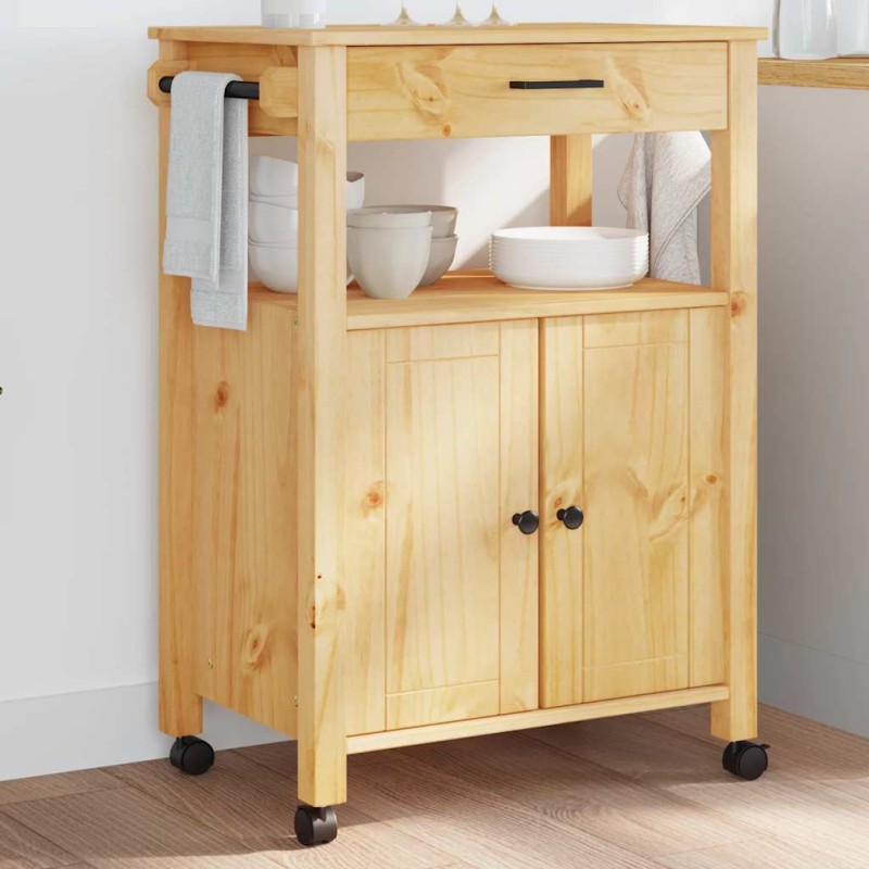 vidaXL Τρόλεϊ Κουζίνας MONZA 60x40x88,5 εκ. από Μασίφ Ξύλο Πεύκου
