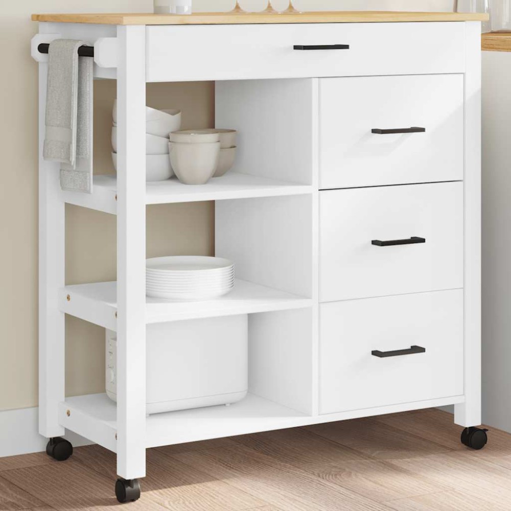 vidaXL Τρόλεϊ Κουζίνας MONZA 84x40x88,5 εκ. από Μασίφ Ξύλο Πεύκου