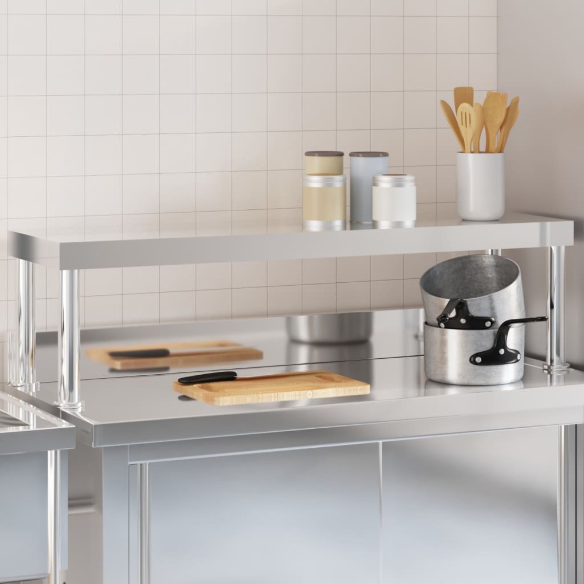 vidaXL Ράφι Επιτραπέζιο για Πάγκο Εργασίας 110x30x35 εκ. Ανοξ. Ατσάλι