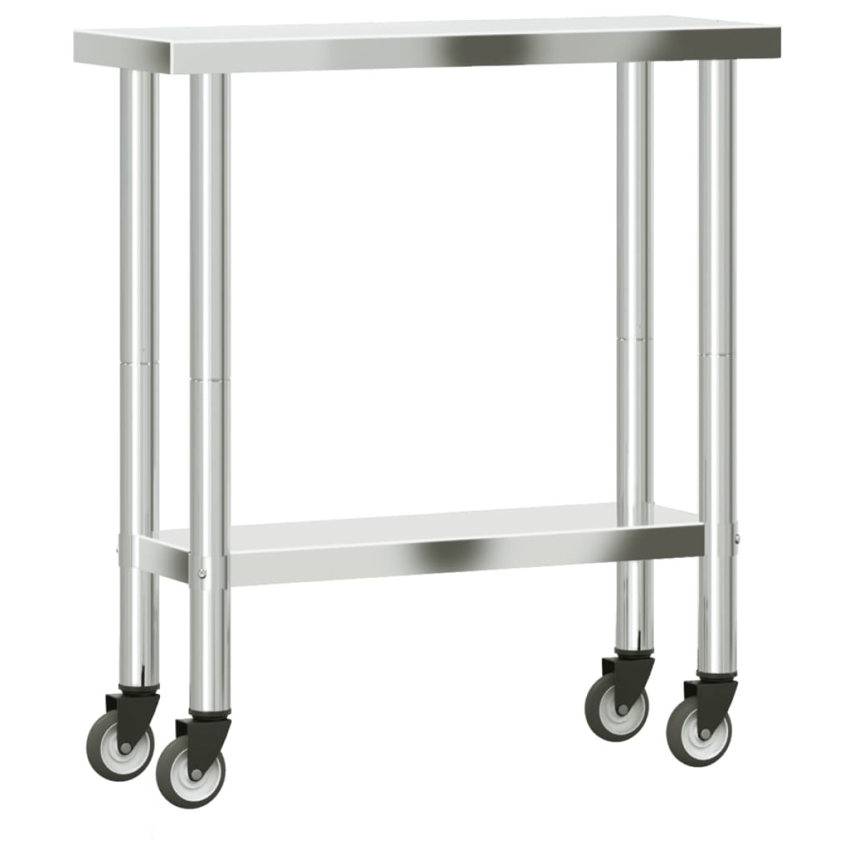 vidaXL Πάγκος Εργασίας Κουζίνας με Ροδάκια 82,5x30x85 εκ. Ανοξ. Ατσάλι