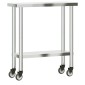 vidaXL Πάγκος Εργασίας Κουζίνας με Ροδάκια 82,5x30x85 εκ. Ανοξ. Ατσάλι