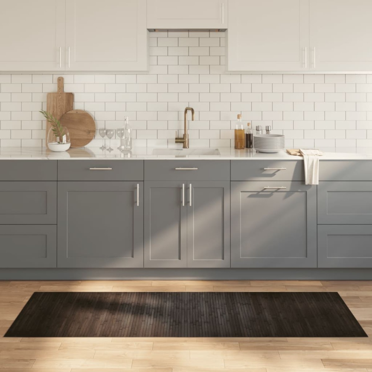 vidaXL Χαλί Ορθογώνιο Σκούρο Καφέ 70 x 200 εκ. από Μπαμπού