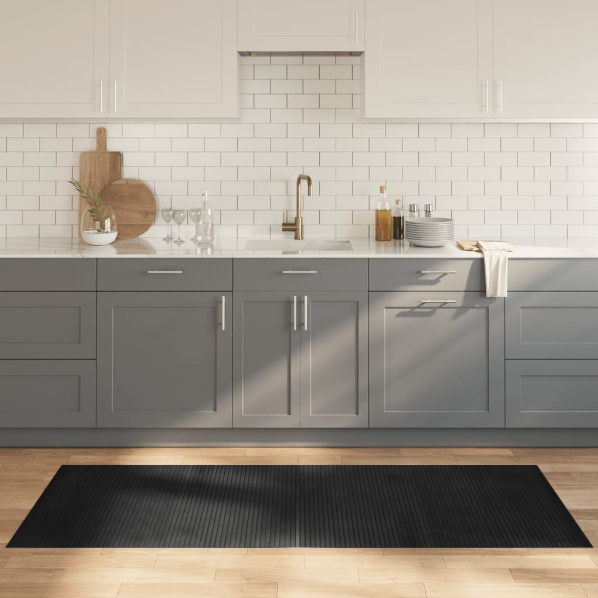 vidaXL Χαλί Ορθογώνιο Γκρι 80 x 200 εκ. από Μπαμπού