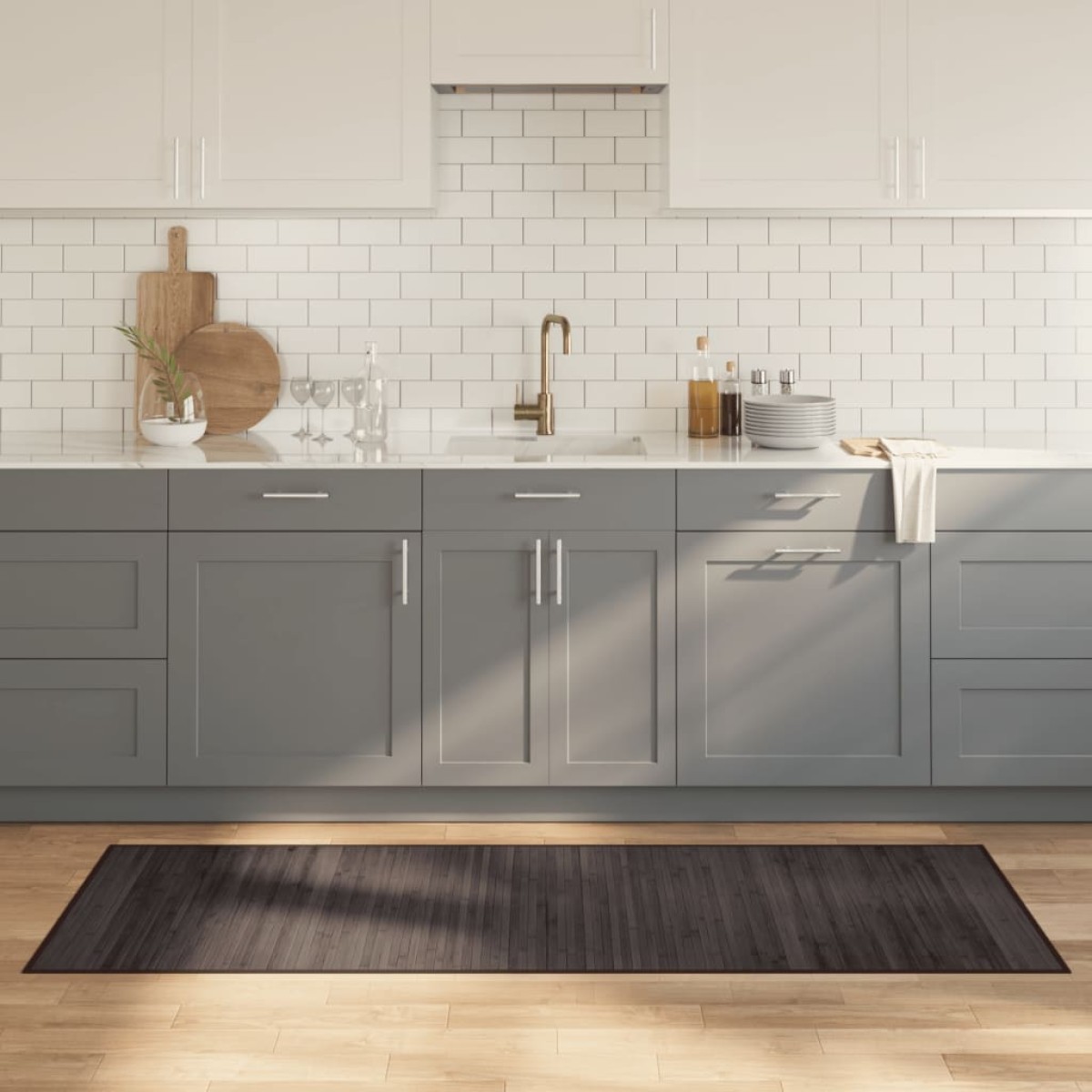 vidaXL Χαλί Ορθογώνιο Σκούρο Καφέ 70 x 200 εκ. από Μπαμπού