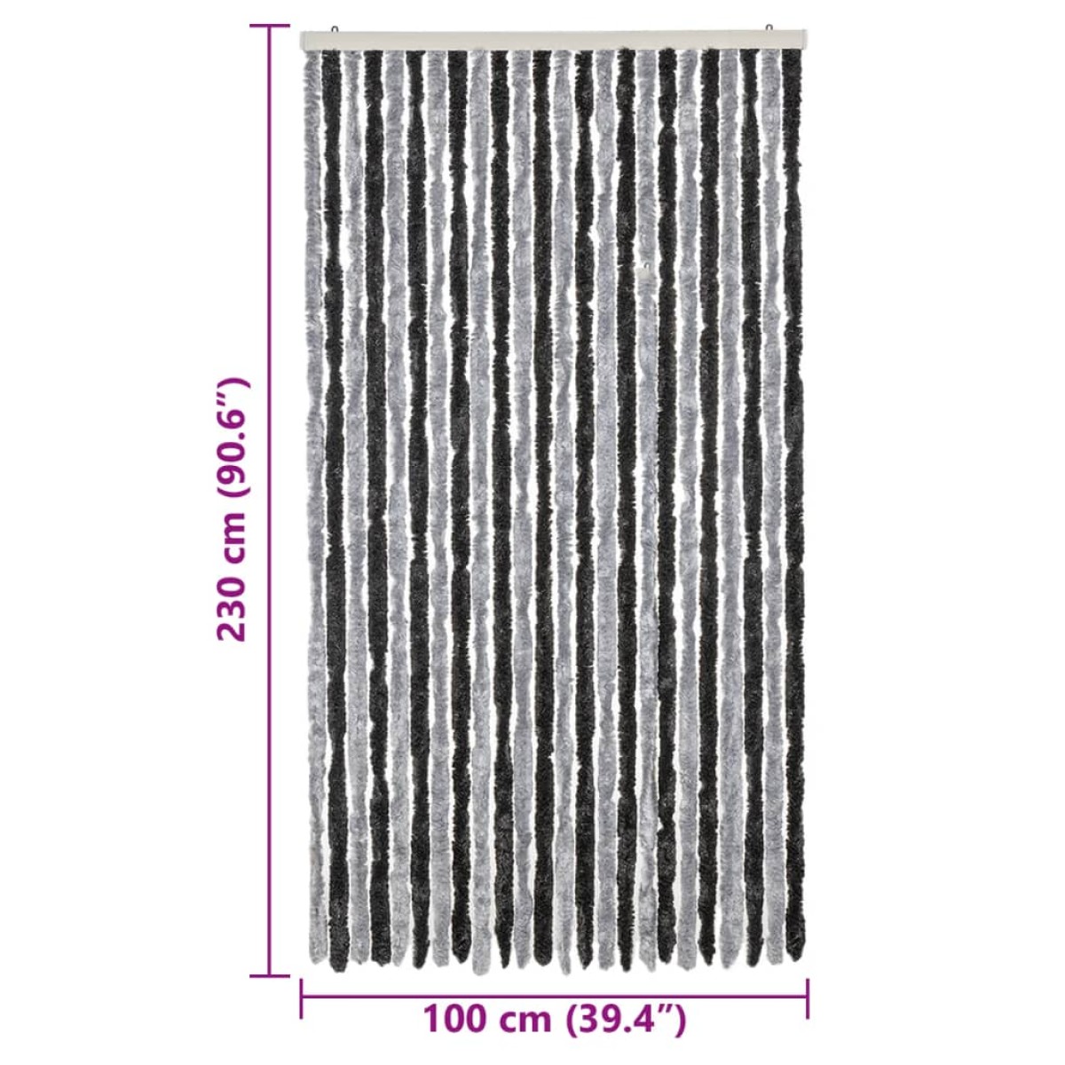 vidaXL Σήτα Εντόμων Γκρι & Μαύρη 100 x 230 εκ. από Σενίλ