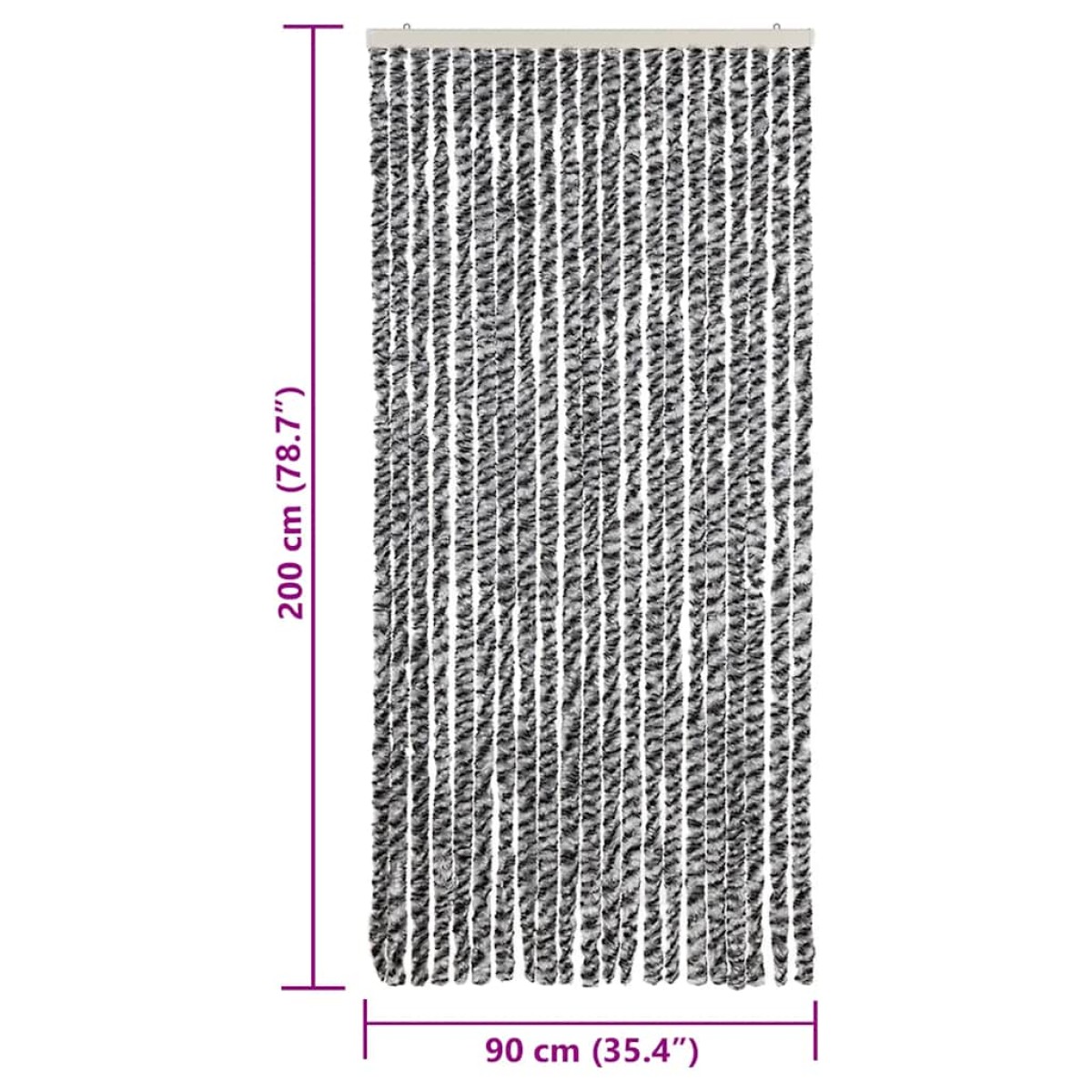 vidaXL Σήτα Εντόμων Γκρι/Μαύρη/Λευκή 90x200 εκ. από Σενίλ