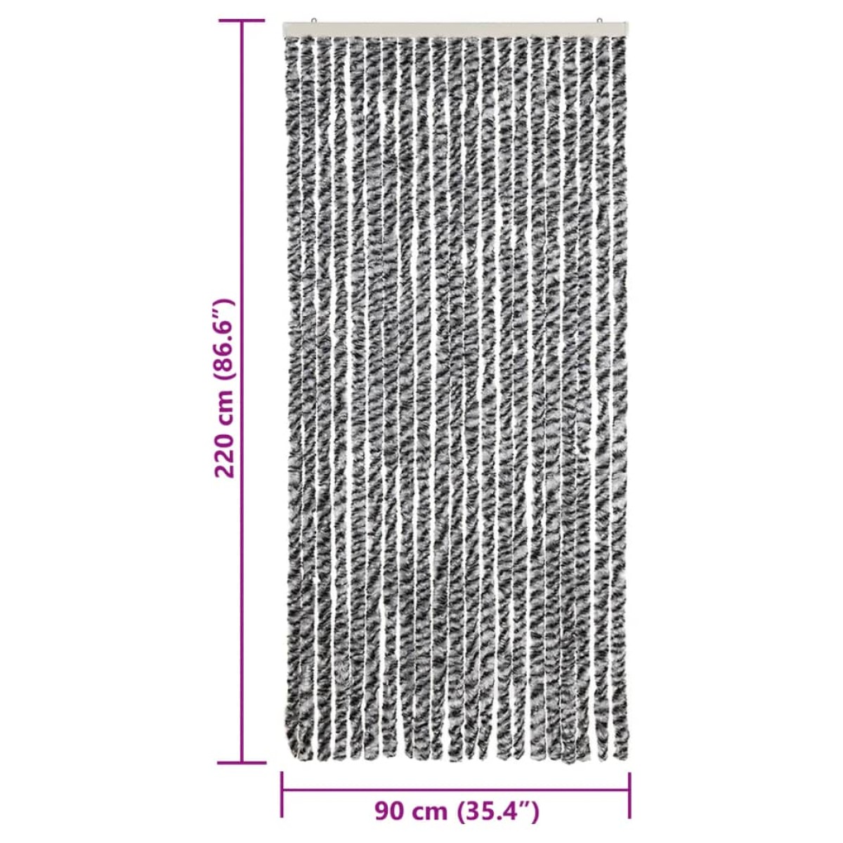 vidaXL Σήτα Εντόμων Γκρι/Μαύρη/Λευκή 90x220 εκ. από Σενίλ