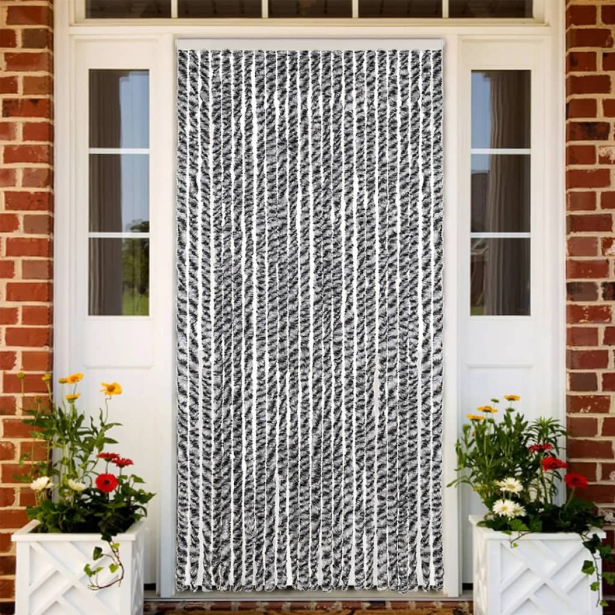 vidaXL Σήτα Εντόμων Γκρι/Μαύρη/Λευκή 100 x 220 εκ. από Σενίλ