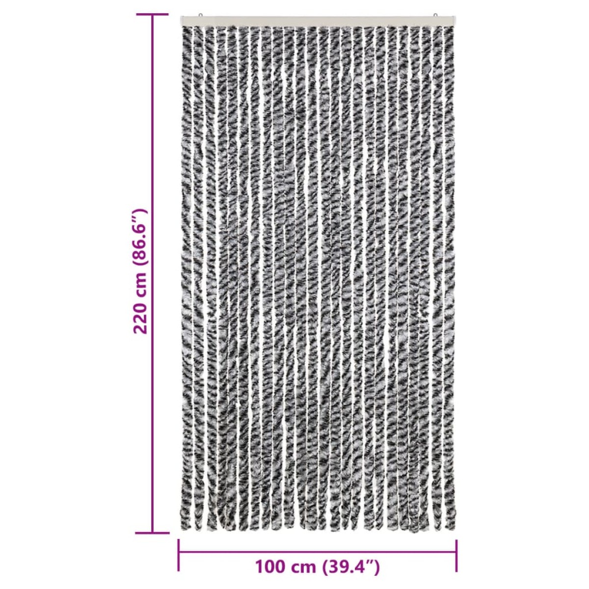 vidaXL Σήτα Εντόμων Γκρι/Μαύρη/Λευκή 100 x 220 εκ. από Σενίλ