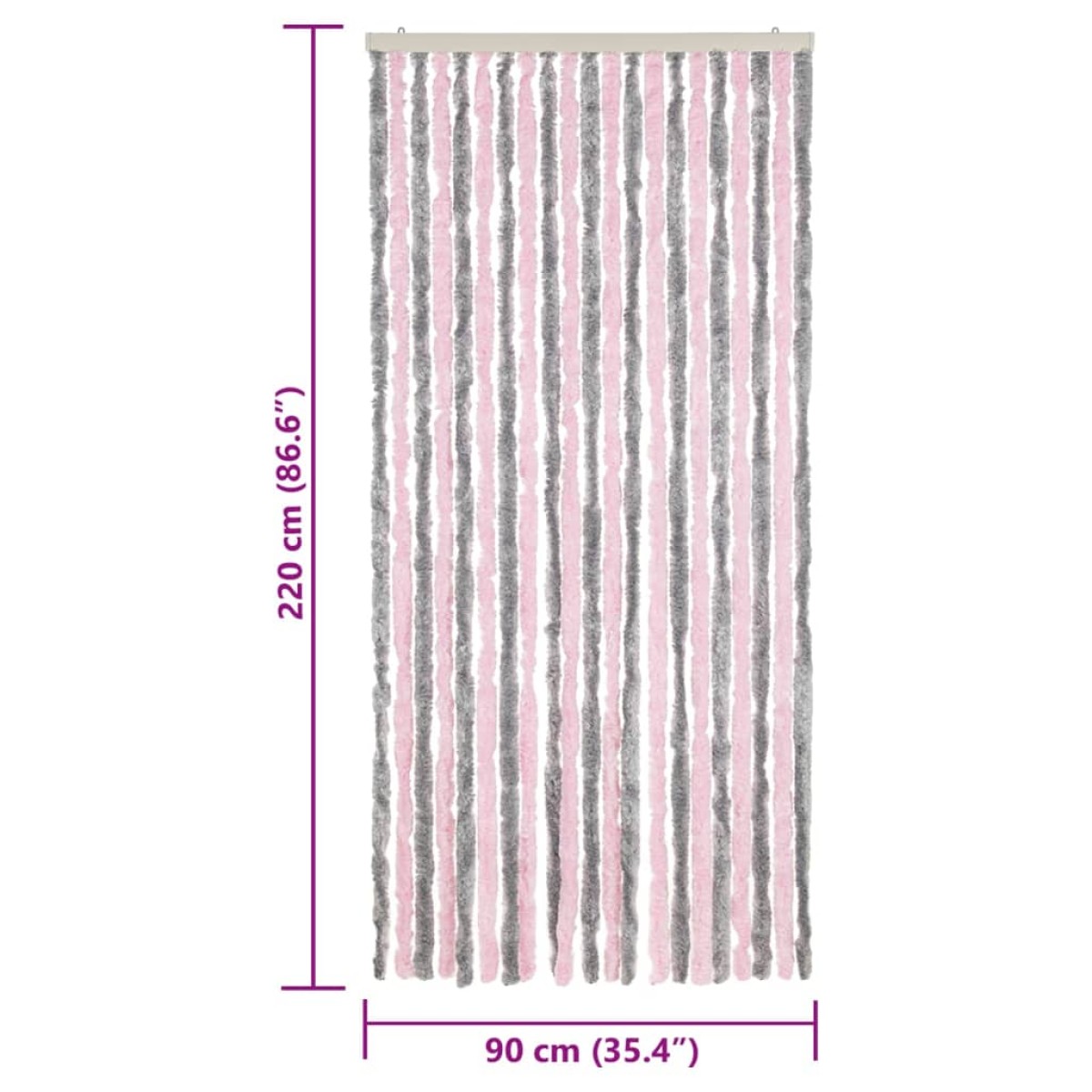 vidaXL Σήτα Εντόμων Ασημί Γκρι / Ροζ 90 x 220 εκ. από Σενίλ