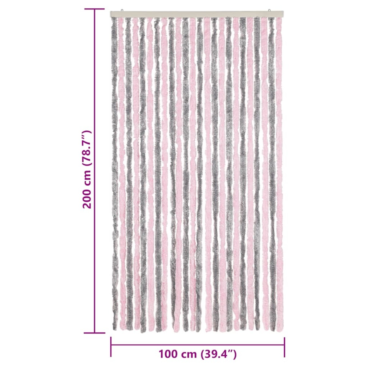 vidaXL Σήτα Εντόμων Ασημί Γκρι / Ροζ 100 x 200 εκ. από Σενίλ