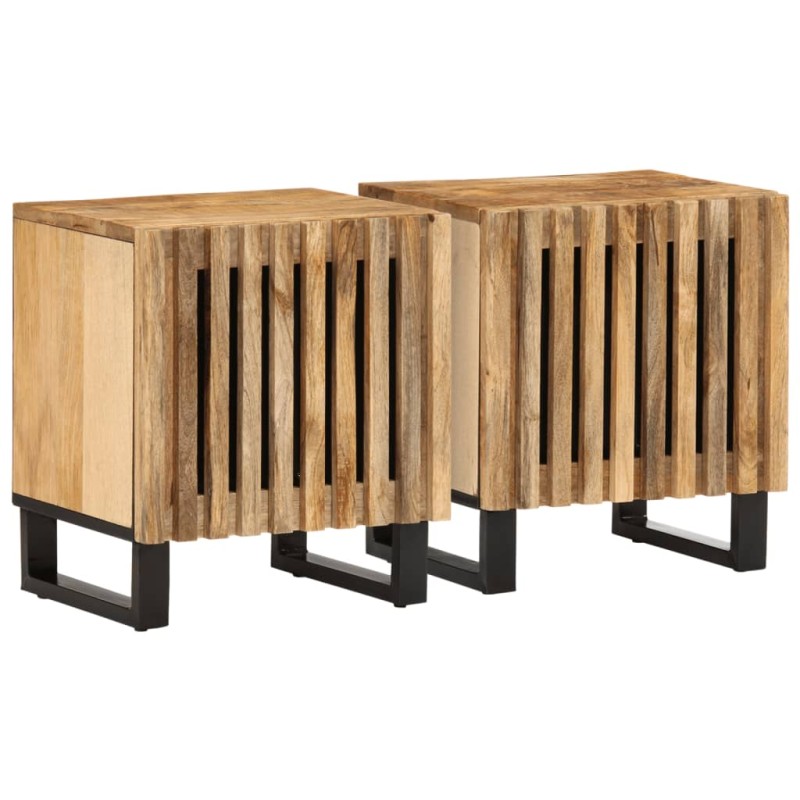 vidaXL Κομοδίνα 2 τεμ. 40 x 34 x 46 εκ. Ακατέργαστο Μασίφ Ξύλο Μάνγκο