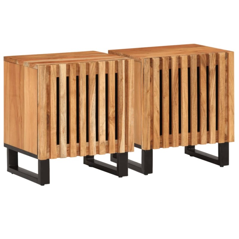 vidaXL Κομοδίνα 2 τεμ. 40 x 34 x 46 εκ. από Μασίφ Ξύλο Ακακίας