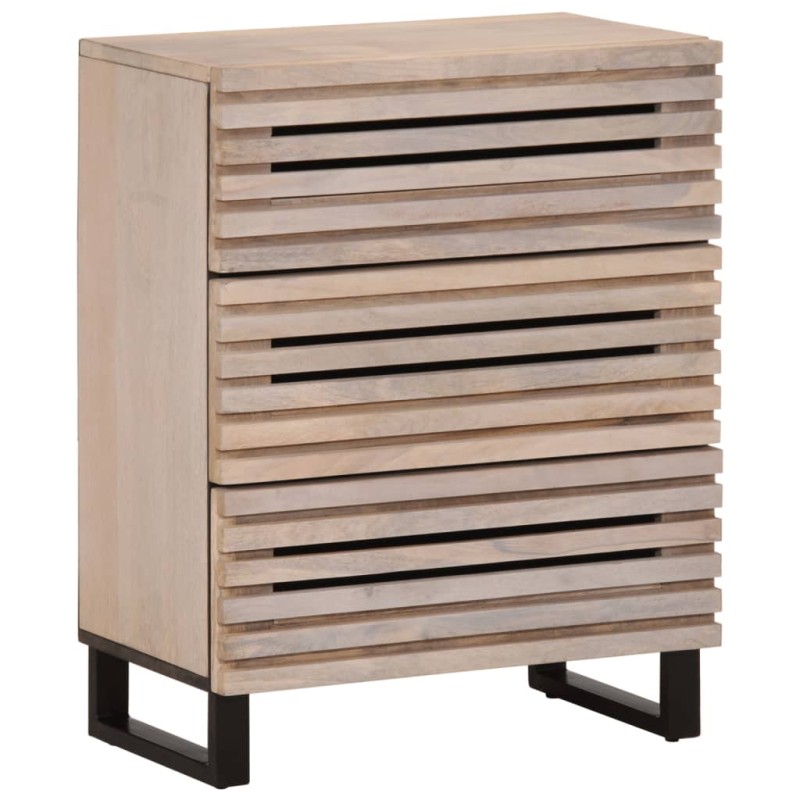 vidaXL Ντουλάπι Λευκό 60 x 34 x 75 εκ. από Μασίφ Ξύλο Μάνγκο