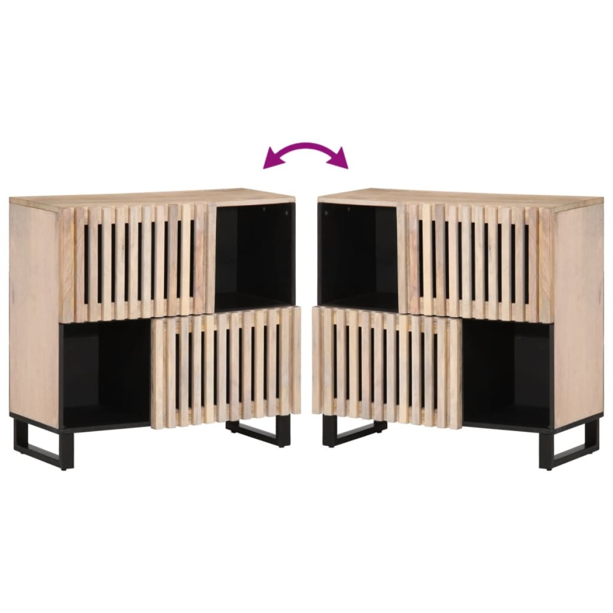 vidaXL Ντουλάπι 80x34x75 εκ. από Μασίφ Ξύλο Μάνγκο